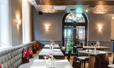 The restaurant, set for dinner, at Ten Square Hotel, Belfast